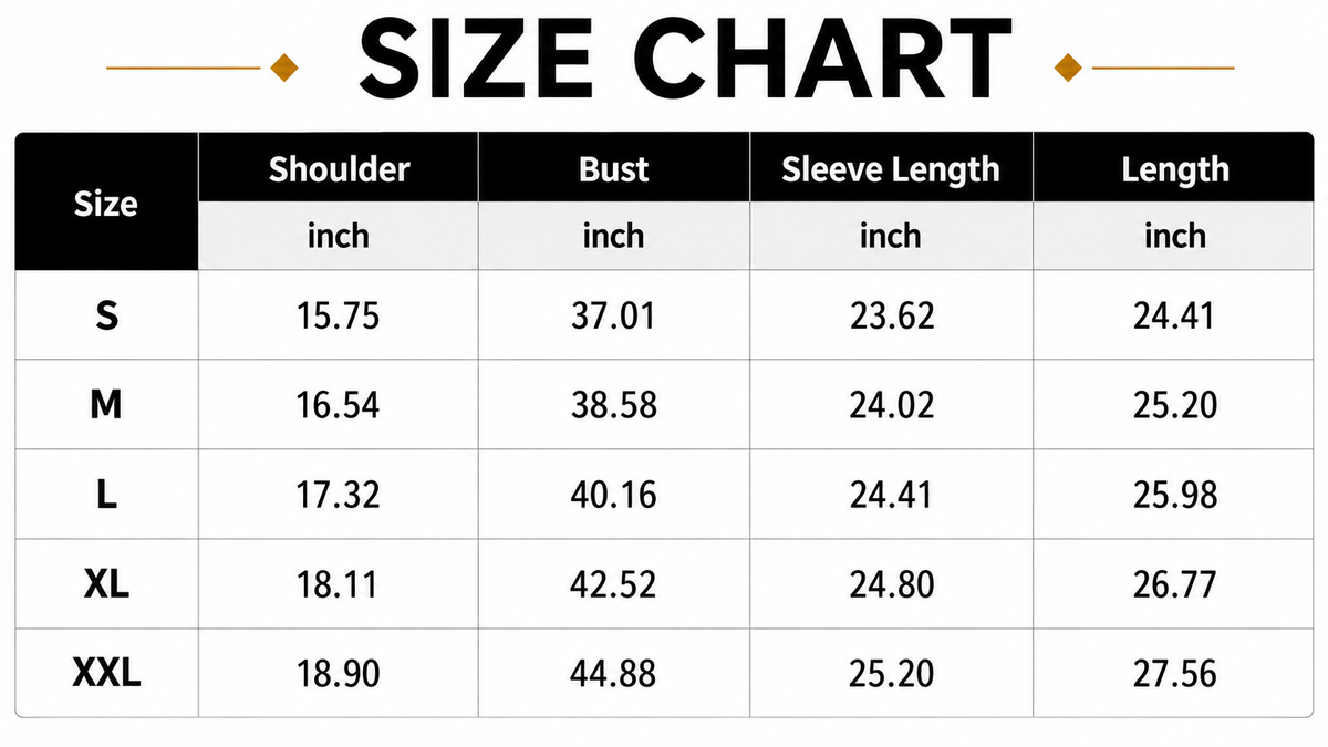 Size Chart Inch