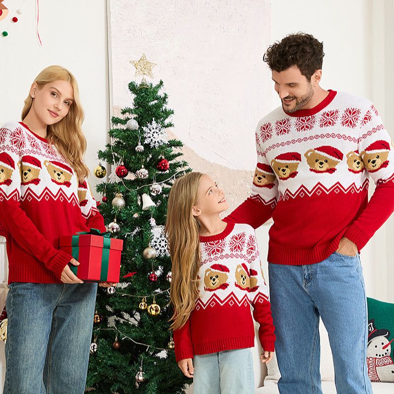 Teddy Bear Fair Isle Matching Family Christmas Sweaters