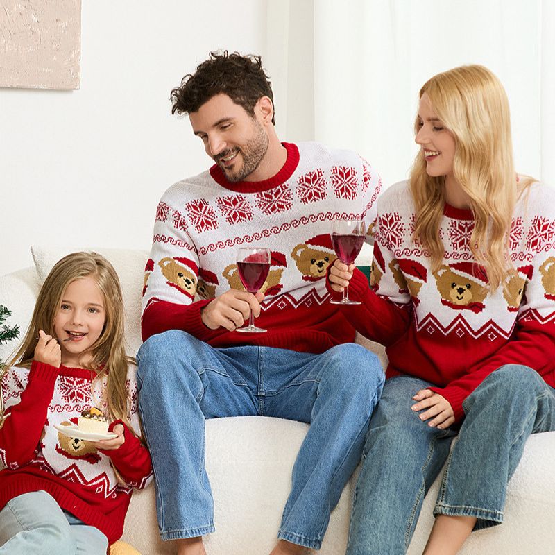 Teddy Bear Fair Isle Matching Family Christmas Sweaters