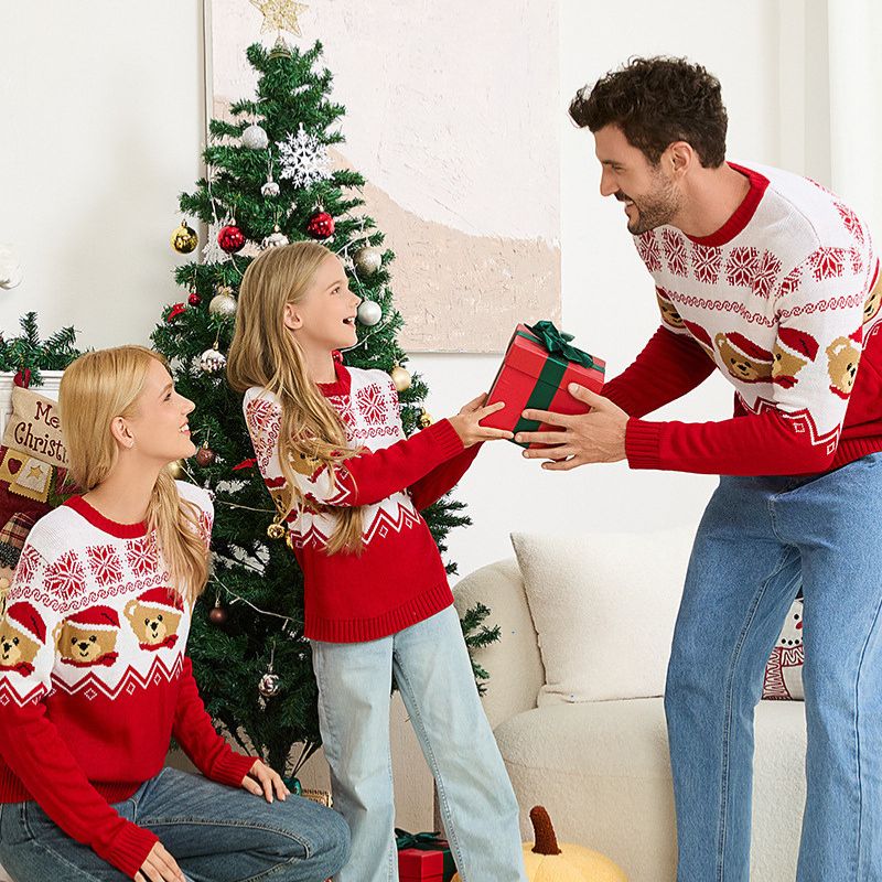 Teddy Bear Fair Isle Matching Family Christmas Sweaters