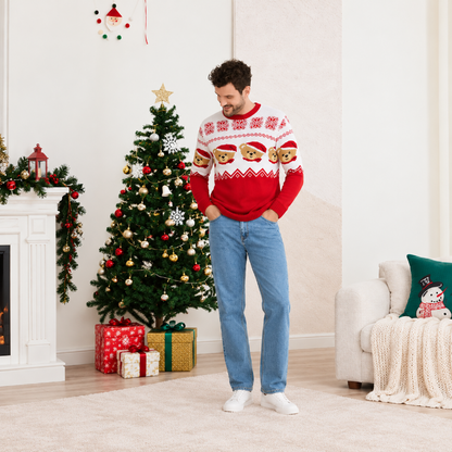 Teddy Bear Fair Isle Matching Family Christmas Sweaters
