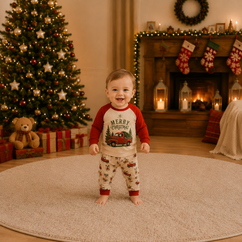 Vintage Christmas Truck Family Matching pajamas