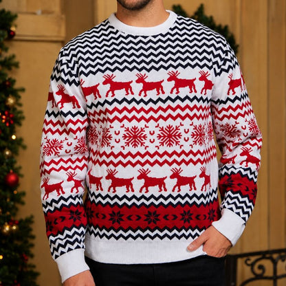 White Snowflake Reindeer Christmas Sweater  