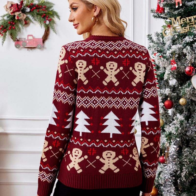 Wine Red Gingerbread Knit Christmas Sweater