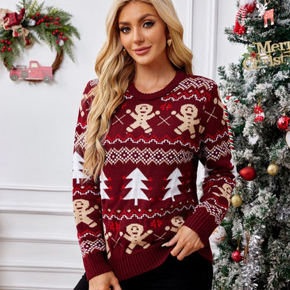 Wine Red Gingerbread Knit Christmas Sweater