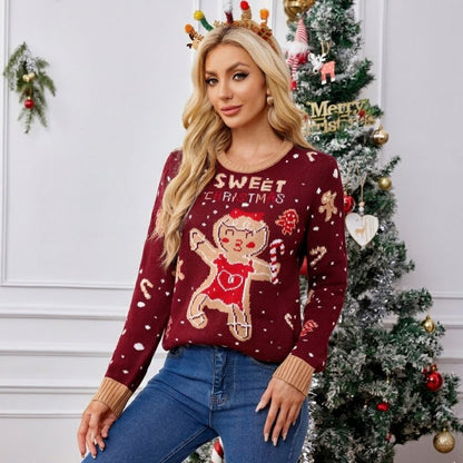 Wine Red Gingerbread & Candy Cane Christmas Sweater