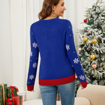 Women's Blue Christmas Tree Graphic Christmas Sweater