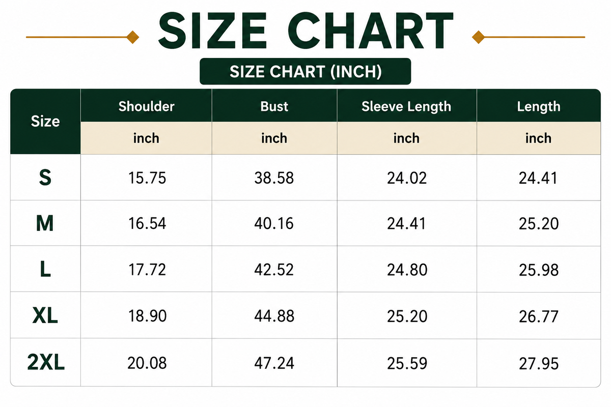 Size Chart Inch