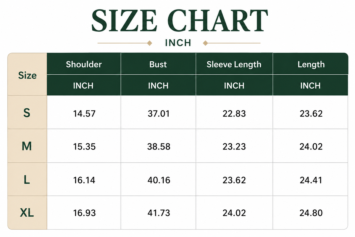 Size Chart Inch