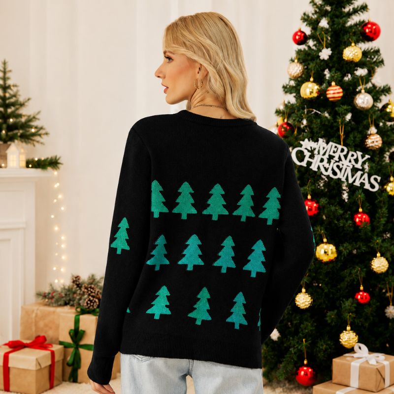 Women's Festive Pine Tree Christmas Sweater 