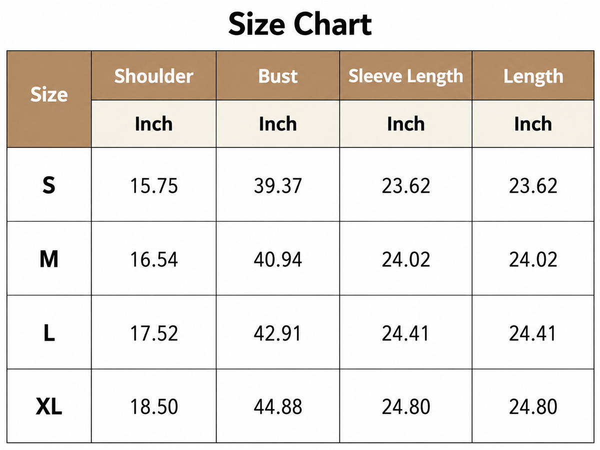 Size Chart Inch