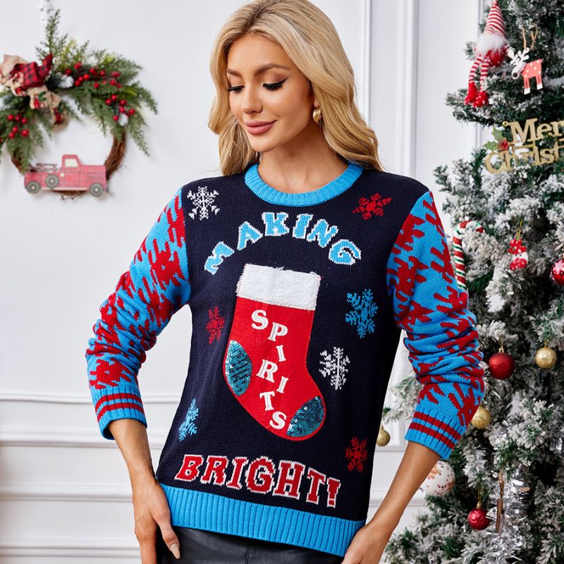 Women's Holiday Spirits Crewneck Christmas Sweater