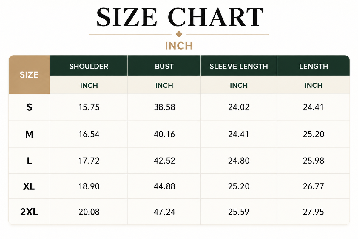 Size Chart Inch